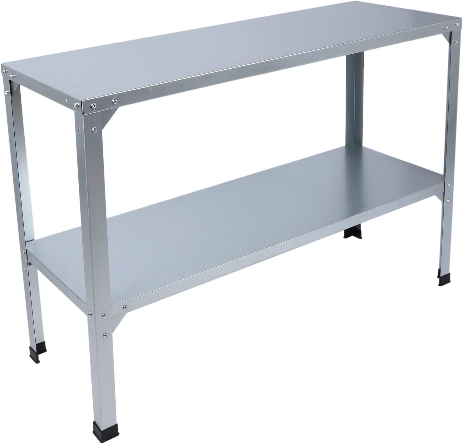 Metal Galvanized Iron Potting Bench Strong Double Layers Greenhouse Table Holds 120KG for Outdoor Gardening Workstation