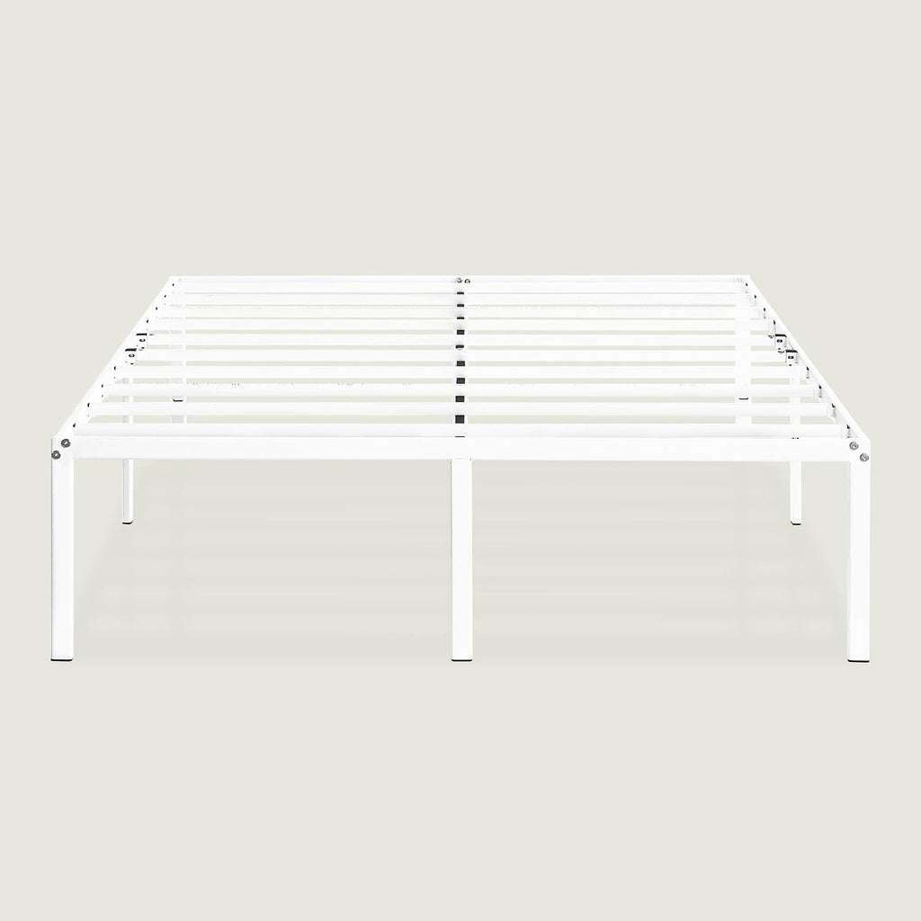 Best Price Mattress 18 Inch Metal Platform Bed Frame, Heavy Duty Steel Slats, White, Queen