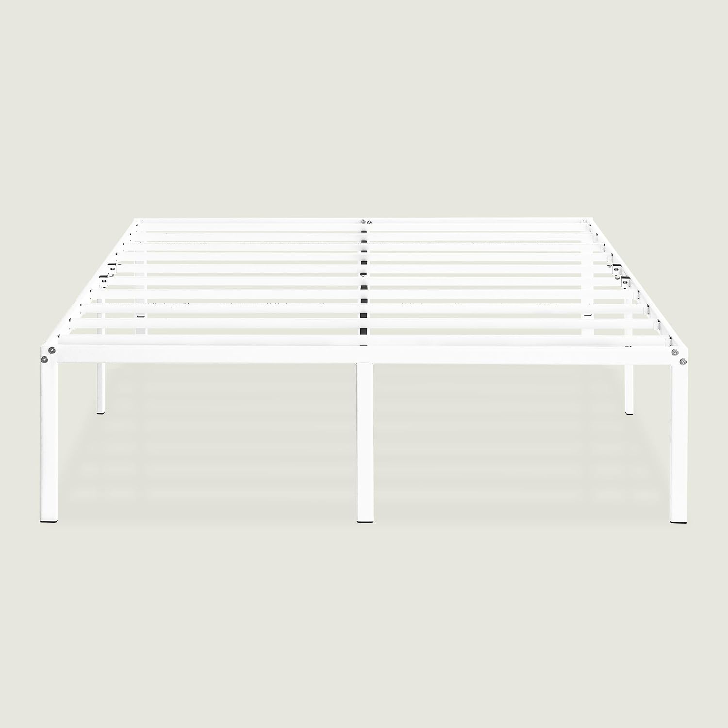 Best Price Mattress 18 Inch Metal Platform Bed Frame, Heavy Duty Steel Slats, White, Queen