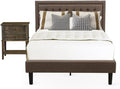 East West Furniture KD18F-1VL07 2 Piece Full Size Bed Set - 1 Bed Frame Brown Linen Fabric Padded and Button Tufted Headboard with 1 Nightstand - Distressed Jacobean Finish Nightstand