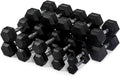 Titan Fitness Rubber Hex Dumbbells, 5 LB-50 LB Set of Pairs, Roll-Resistant Hexagonal Free Weights, Hex Dumbbell Set with Chrome-Coated Handles, Free Weight Set, Strength Training Equipment