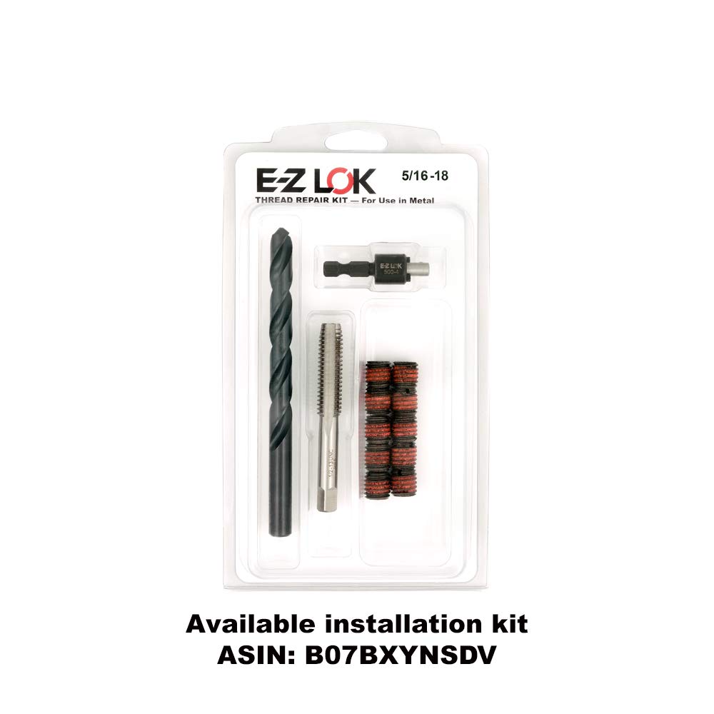 E-Z LOK Threaded Insert for Metal 12L14 Carbon Steel Thread Inserts 5/16-18 Internal Threads, 1/2-13 External Threads, 0.484 Length Pack of 10
