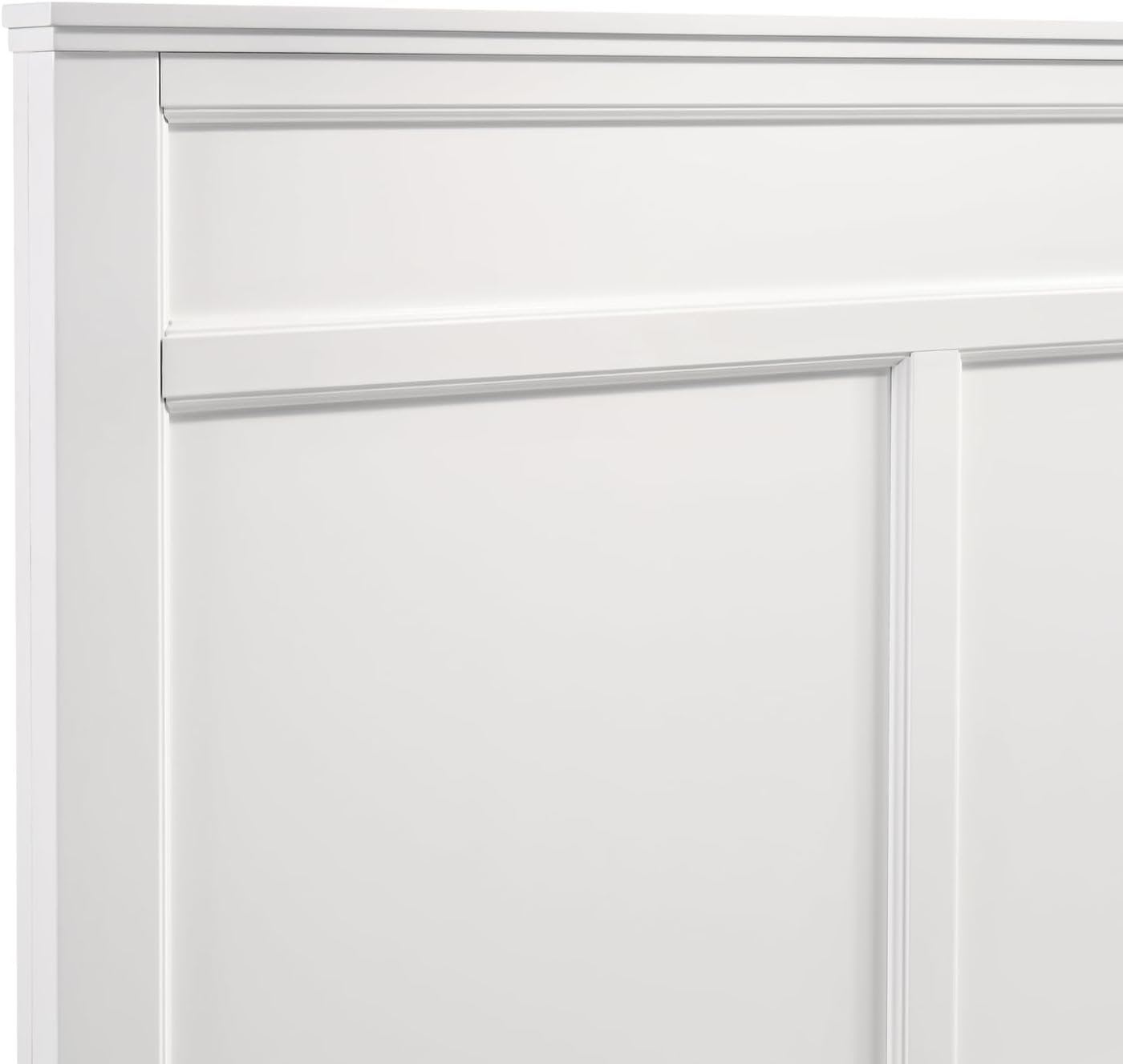 HomeStock Wood Panel Bed - White Finish - Bedroom Furniture with Headboard California King