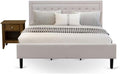 East West Furniture FN08K-1GA08 2-Piece Fannin King Size Bed Set with 1 Modern Bed and 1 Wood Nightstand - Reliable and Sturdy Construction - Mist Beige Linen Fabric
