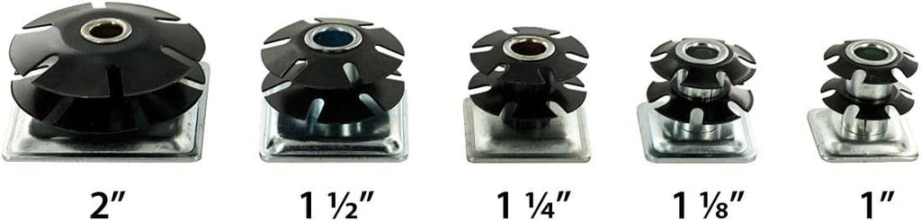 Outwater Industries Double Star Threaded Caster Insert | Heat Treated Steel | Fits 1-1/2 Inch Square 16-18 Gauge Tube | Thread: 3/8-16 | 100 Pack