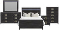 Picket House Chett Full 5PC Bedroom Set with LED in Black