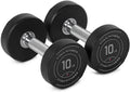 Titan Fitness Round Urethane Dumbbells, Medium Volcano Knurling, 33mm Grip, Easy-to-Read Weight Indicators, Free Weights for Strength Training