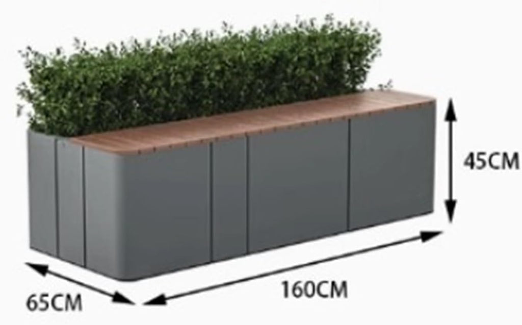 Bench with Planter Box, Outdoor Garden Bench with Planters, Metal Rectangular Lounge Bench and Planter Box Combo Perfect for Park Mall Rest Areas Garden Bench