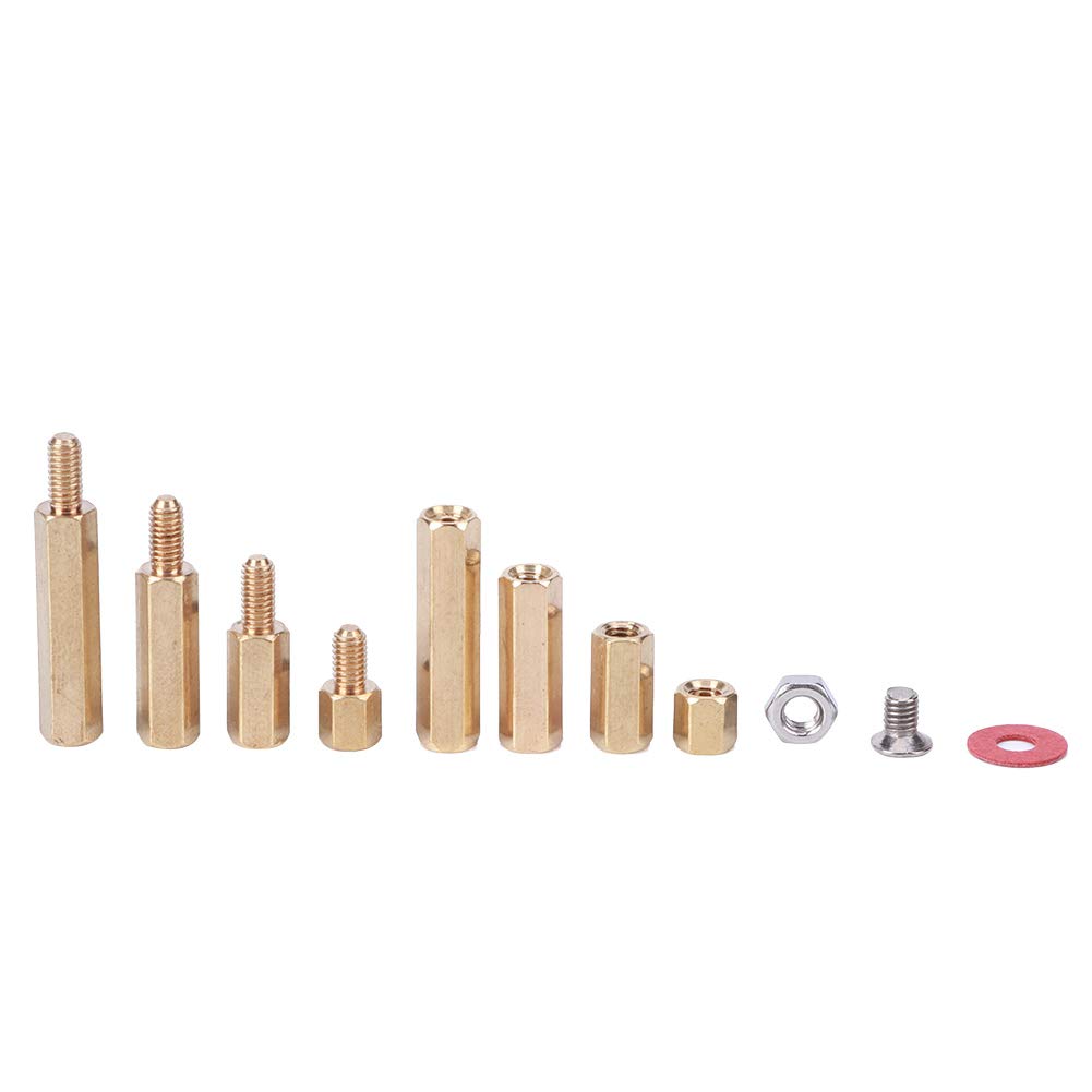 M3 Brass Standoffs Screws Washers Nut Assortment Kit Durable Hex Spacer Set for Circuit Board Assembly and Computer Connectors Hardware Accessories 140PCS