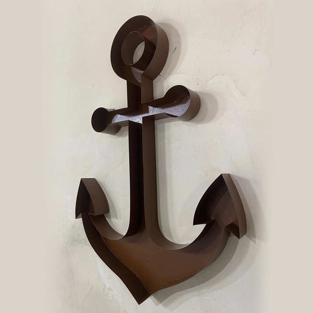 NEONSİGN Anchor Wine Cork Holder Sign Wall Decor – Nautical Metal Wall Art for Kitchen, Bar, or Dining Room (Red, 18x13 inches)