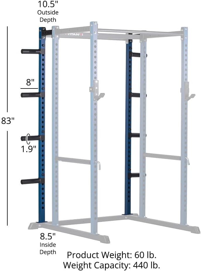 Titan Fitness T-2 Series Power Rack Extension Kit, 12-Gauge Steel Uprights, Bolt-Together Rack Expansion for Home Gym with Weight Plate Holders