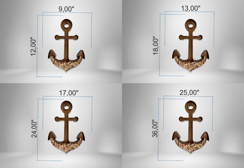 NEONSİGN Anchor Wine Cork Holder Sign Wall Decor – Nautical Metal Wall Art for Kitchen, Bar, or Dining Room (Black, 36x25 inches)