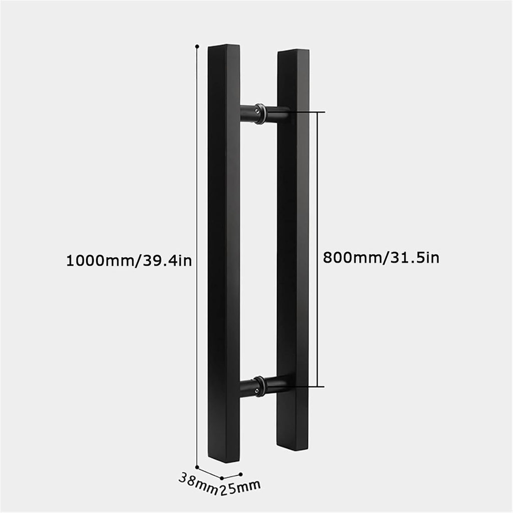 Gate Hardware Door Handle Solid Standoffs Commercial Stainless Steel Office Push-Pull Door Glass Door Wooden Door Sliding Door Handle Black Square Tube Handle (Size : 1000×800mm)