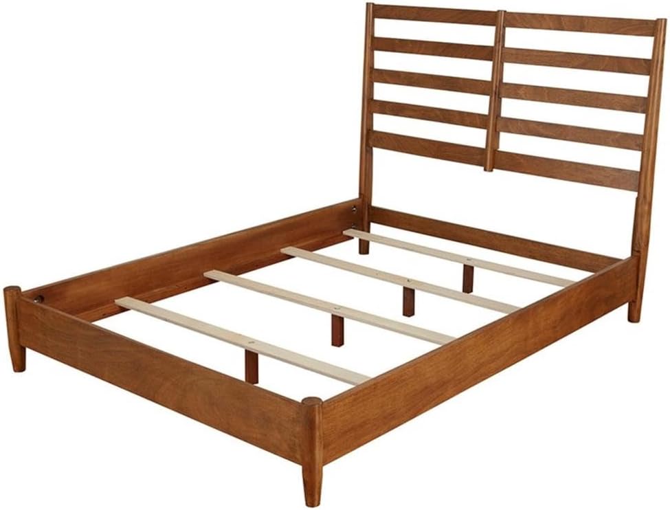 Home Square 2 Piece Set with Full Wood Bed and 2-Drawer Nightstand in Acorn