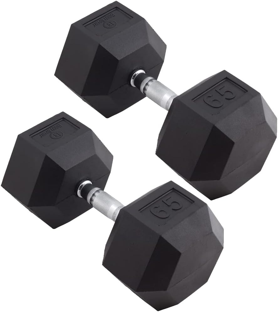 Body Sport Rubber Encased Hex Dumbbell Weight, Pair – Dumbbells for Exercises – Strength Training Equipment – Home Gym Accessories – Weight Training