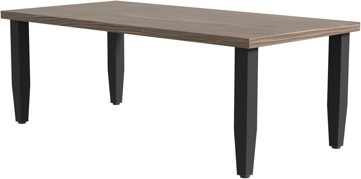 EAGLE PEAK Modern Outdoor Table, Patio Coffee Table with Wood Grain Top for Deck, Porch, Balcony, Garden