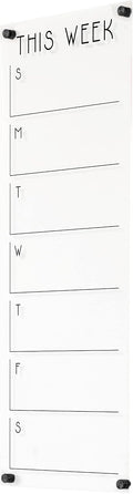 Weekly Acrylic Calendar Dry Erase Wall Calendar Minimalist Style Office Calendar (14' W x 38' H, Matte Black Standoffs)
