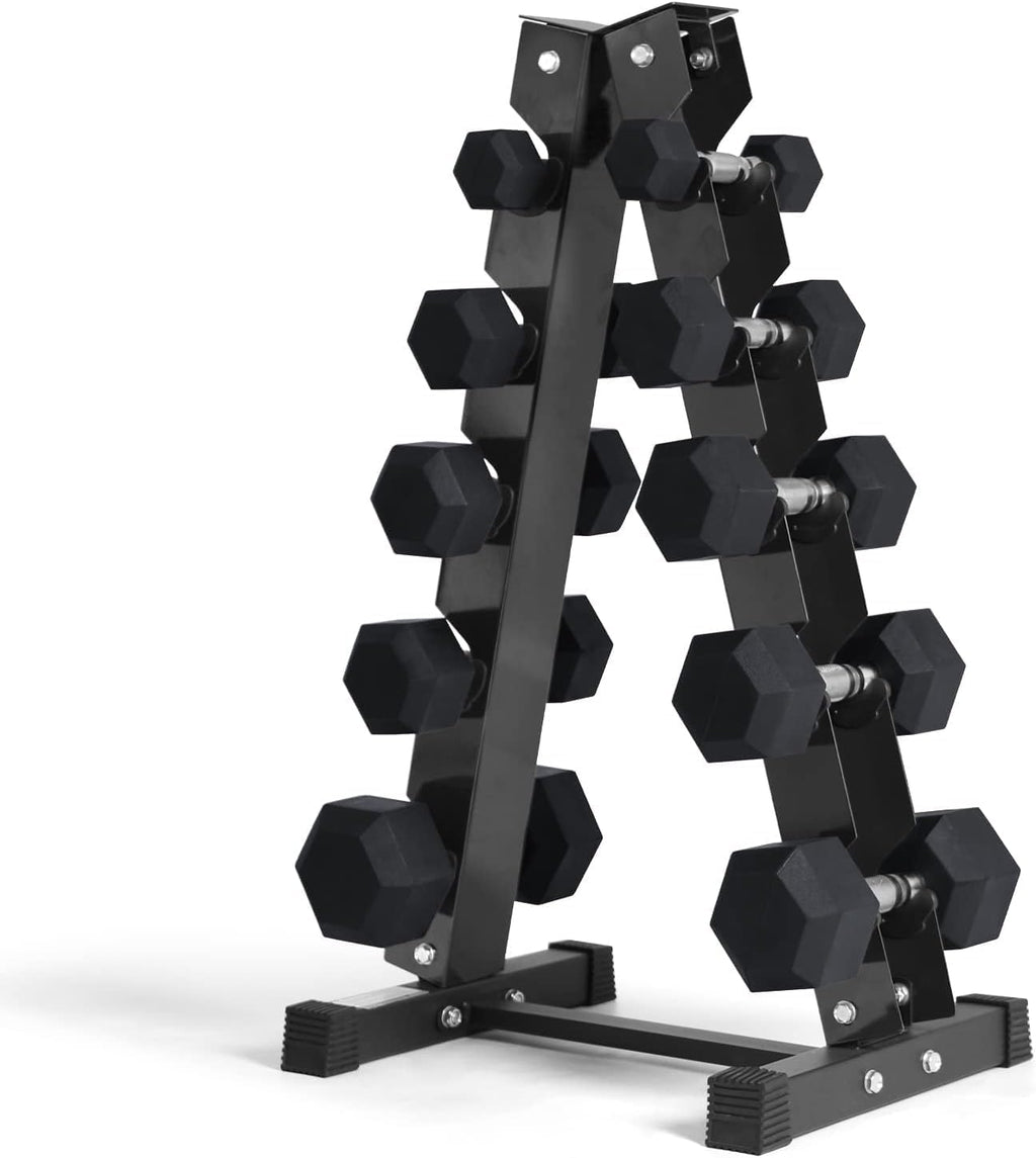 RitFit Rubber Coated Hex Dumbbell Set with Rack, 5-780LB for Home Gym Strength Training, Anti-Slip Knurled Handle, Hexagon Anti-Roll, Heavy-Duty Storage Rack