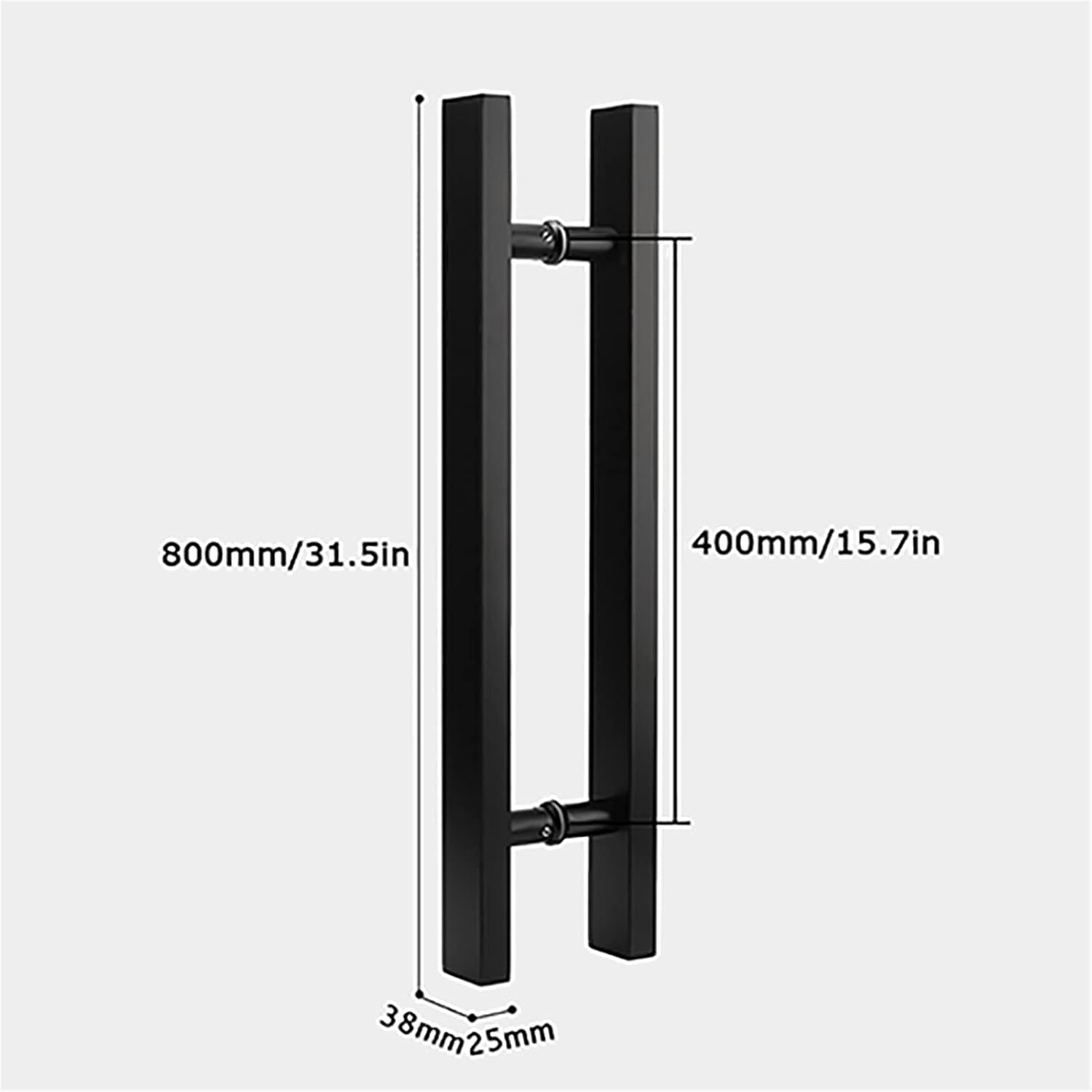 Gate Hardware Door Handle Solid Standoffs Commercial Stainless Steel Office Push-Pull Door Glass Door Wooden Door Sliding Door Handle Black Square Tube Handle (Size : 800×400mm)