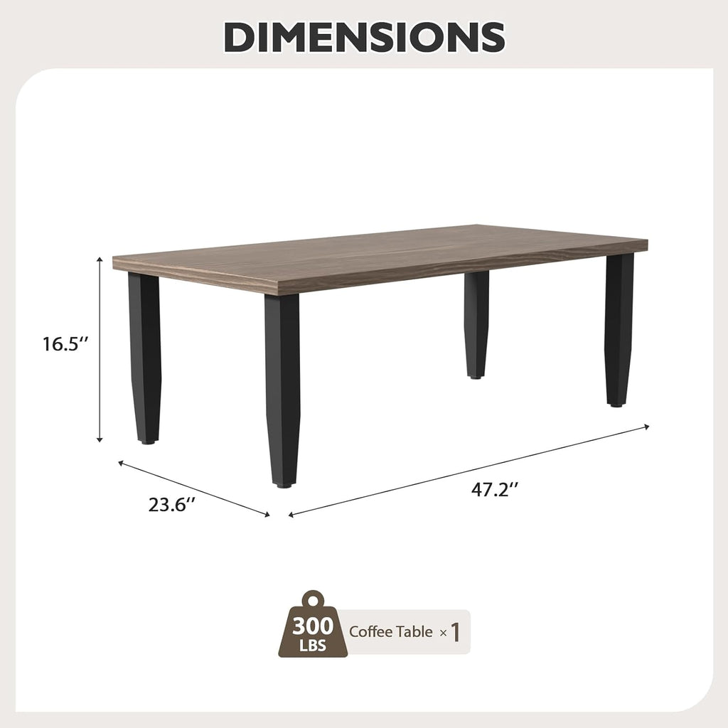 EAGLE PEAK Modern Outdoor Table, Patio Coffee Table with Wood Grain Top for Deck, Porch, Balcony, Garden
