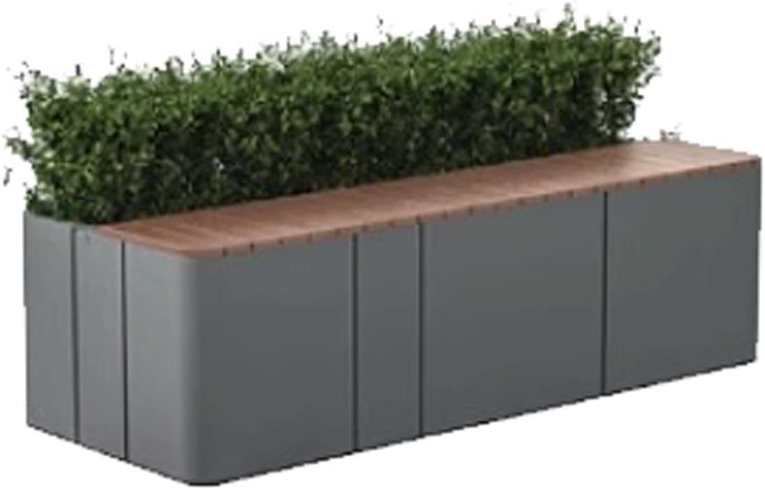 Bench with Planter Box, Outdoor Garden Bench with Planters, Metal Rectangular Lounge Bench and Planter Box Combo Perfect for Park Mall Rest Areas Garden Bench