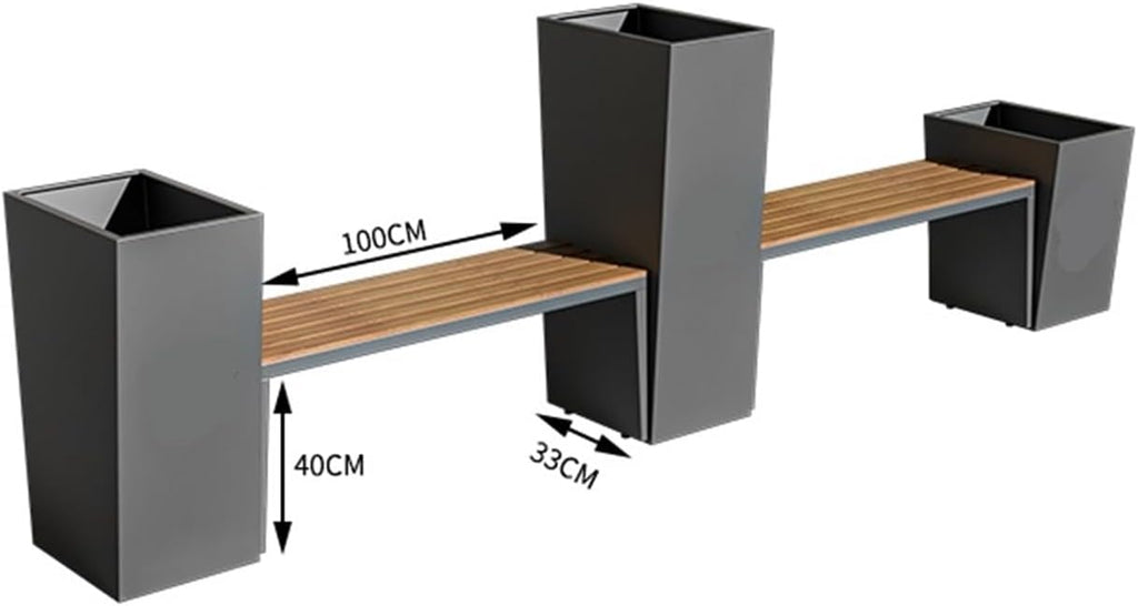 Bench with Planter Box, Outdoor Metals Raised Planter Bench and Garden Bench Combination Set Large Elevated Outdoor Garden Kit Includes 2 Benches and 3 Varying Heights Planter Bench Garden Bench(L 290