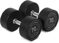 Titan Fitness Round Urethane Dumbbells, Medium Volcano Knurling, 33mm Grip, Easy-to-Read Weight Indicators, Free Weights for Strength Training