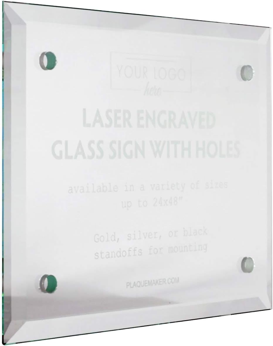 Customizable Crystal Sign - Include Your Personal Text and Logo - Includes Standoff's for Mounting (12 x 15')