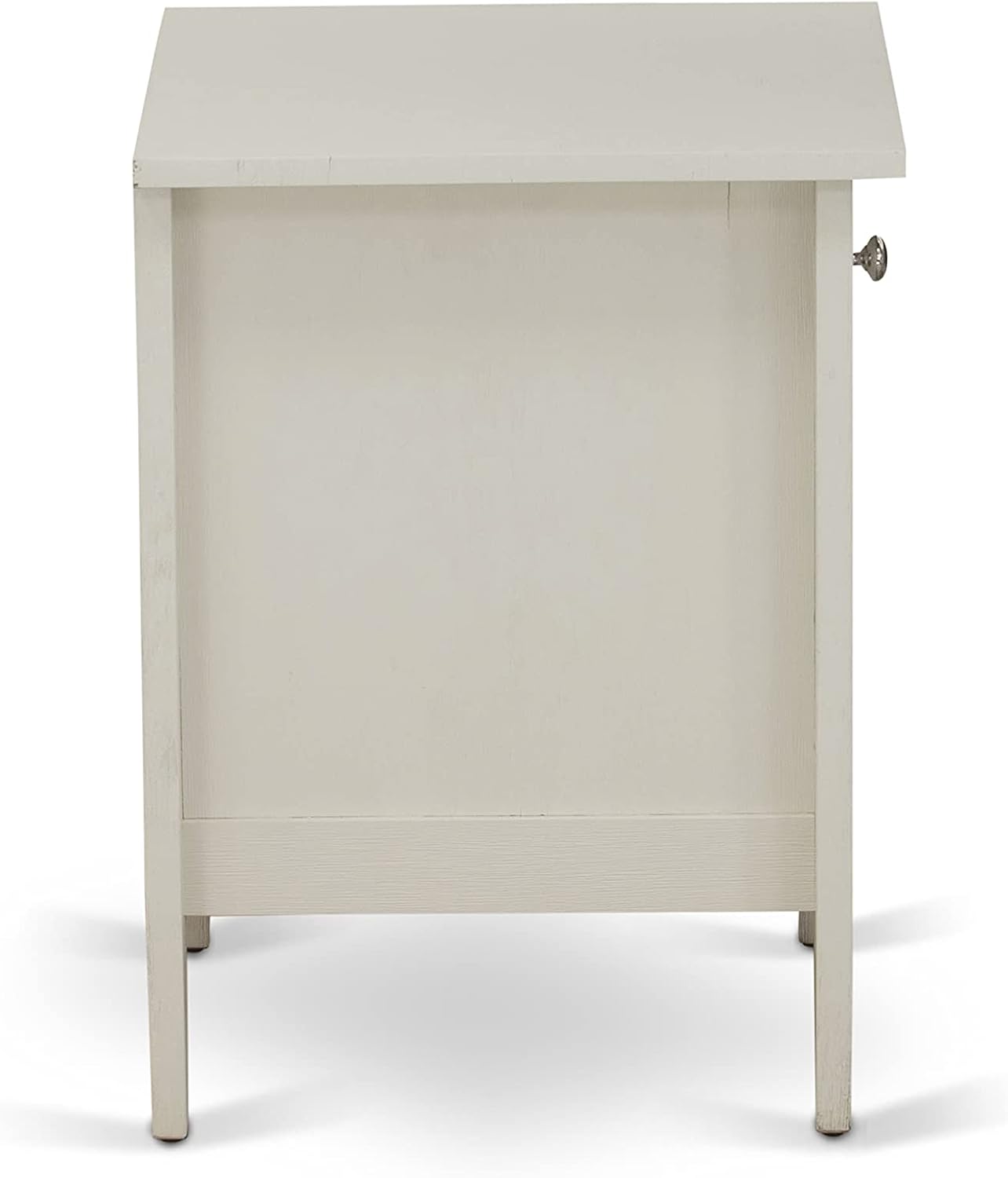 East West Furniture KD18F-1GA0C 2 Piece Bed Set - 1 Bed Frame Brown Linen Fabric Padded and Button Tufted Headboard with 1 Night Stands for Bedrooms - Wire Brushed Butter Cream Finish Nightstand