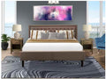 HomeStock Antique 3 Pc King Size Bedroom Set 1 Wooden Bed Frame Brown Linen Fabric Padded and Button Tufted Headboard 2 Night Stands with Wood Drawer Black Finish Legs