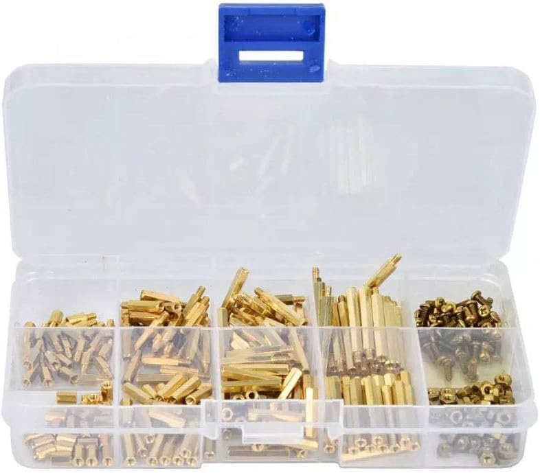 320Pcs M2 Brass Hex Standoff Nut Spacing Screw Assortment Set Male Female Threaded Hollow Pillar PCB Motherboard Spacer Standoff
