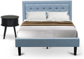 East West Furniture FN11F-1GO15 2-Pc Platform Full Size Bed Set with 1 Bed Frame and a Night Stand for Bedrooms - Reliable and Sturdy Construction - Denim Blue Linen Fabric