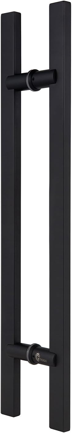 TOGU TG-6017 71 inches Solid Standoffs Heavy-Duty Commercial Grade-304 Stainless Steel Push Pull Door Handle/Barn Door Pull Handle/Glass Pulls, Matte Black Finish