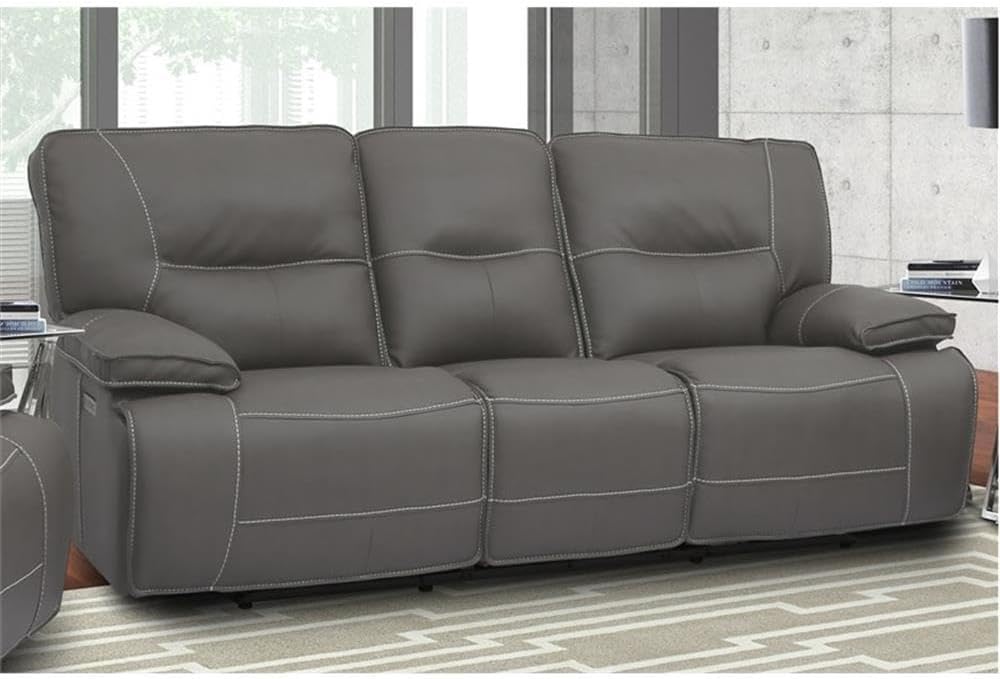 Pemberly Row Contemporary Power Reclining Sofa Set, High-Performance Haze Upholstery, Includes Sofa & 2 Recliners with USB Charger, Wall-Hugger Design, Plush Cushioned Arms, Living Room Furniture