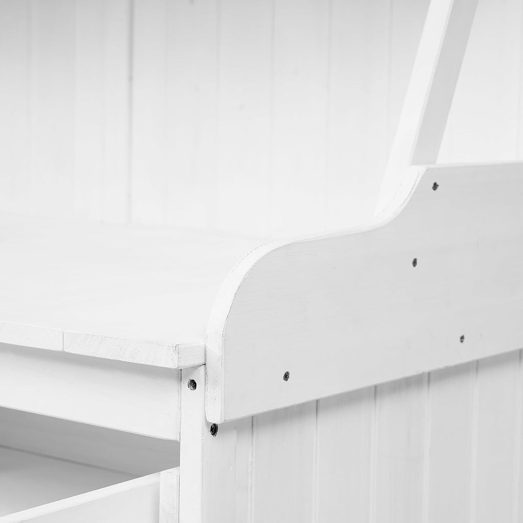 65 inch Garden Potting Bench with Storage Shelf, Drawer and Cabinet White Fir Wood Outdoor Plant Workstation Table, Heavy Duty Gardening Bench for Tools Organization Backyard Patio