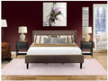 HomeStock Seaside Style 3 Piece King Bedroom Set 1 Bed Frame Brown Linen Fabric Padded and Button Tufted Headboard 2 Modern Nightstand with Wooden Drawers Black Finish Legs