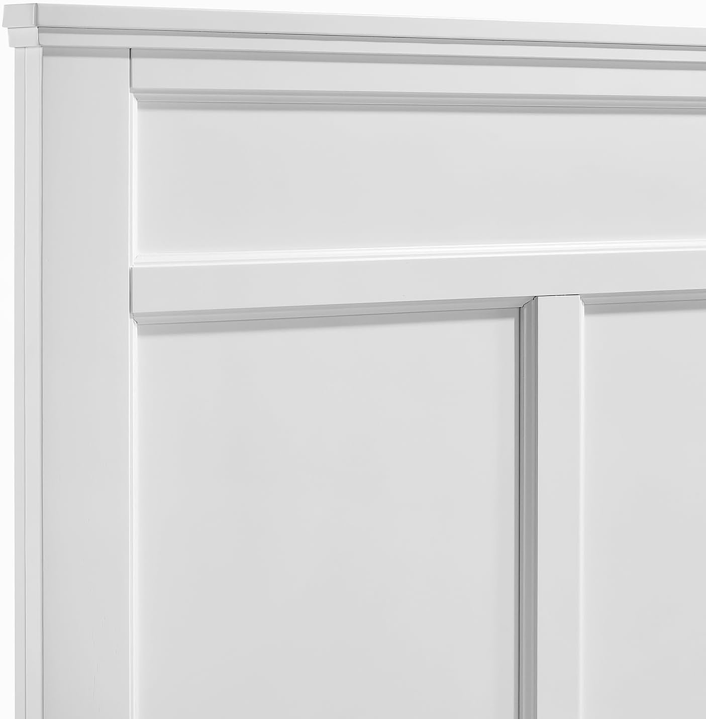 HomeStock Wood Panel Bed - White Finish - Bedroom Furniture with Headboard Twin