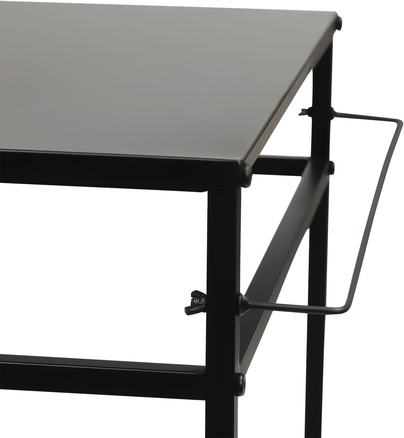 Grill Cart, 2Tier Stainless Steel Movable Food Prep Table, Black | Double Wide Shelves 4 Hanging Hooks Maximize Outdoor Cooking Storage Room