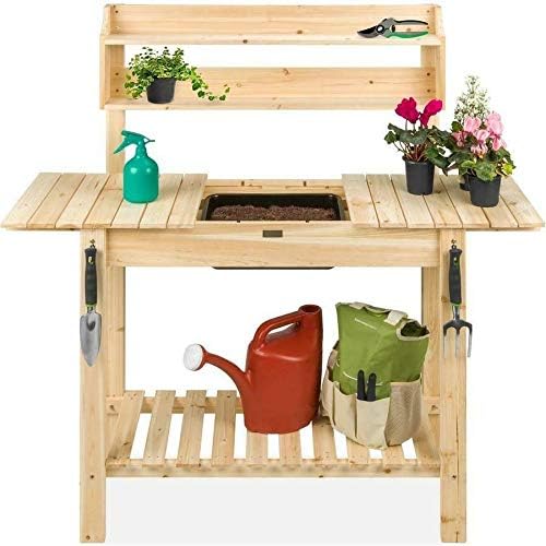 Garden Potting Bench Table w/Sliding Tabletop Workstation w/Removable Sink Patio furniture Outdoor furniture Outdoor patio furniture Storage shelf Outdoor storage bench Garden bench Bench with storage