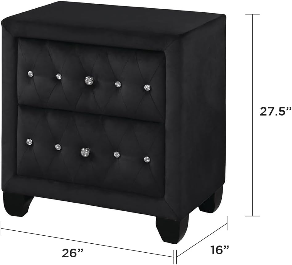 Tufted and Upholstered King 4PC Bedroom Set Made with Wood in Black