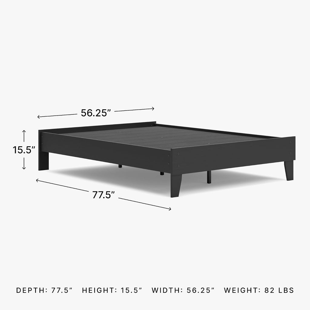 Signature Design by Ashley Socalle Casual Full Platform Bed with Metal Slats, No Box Spring Needed, Black