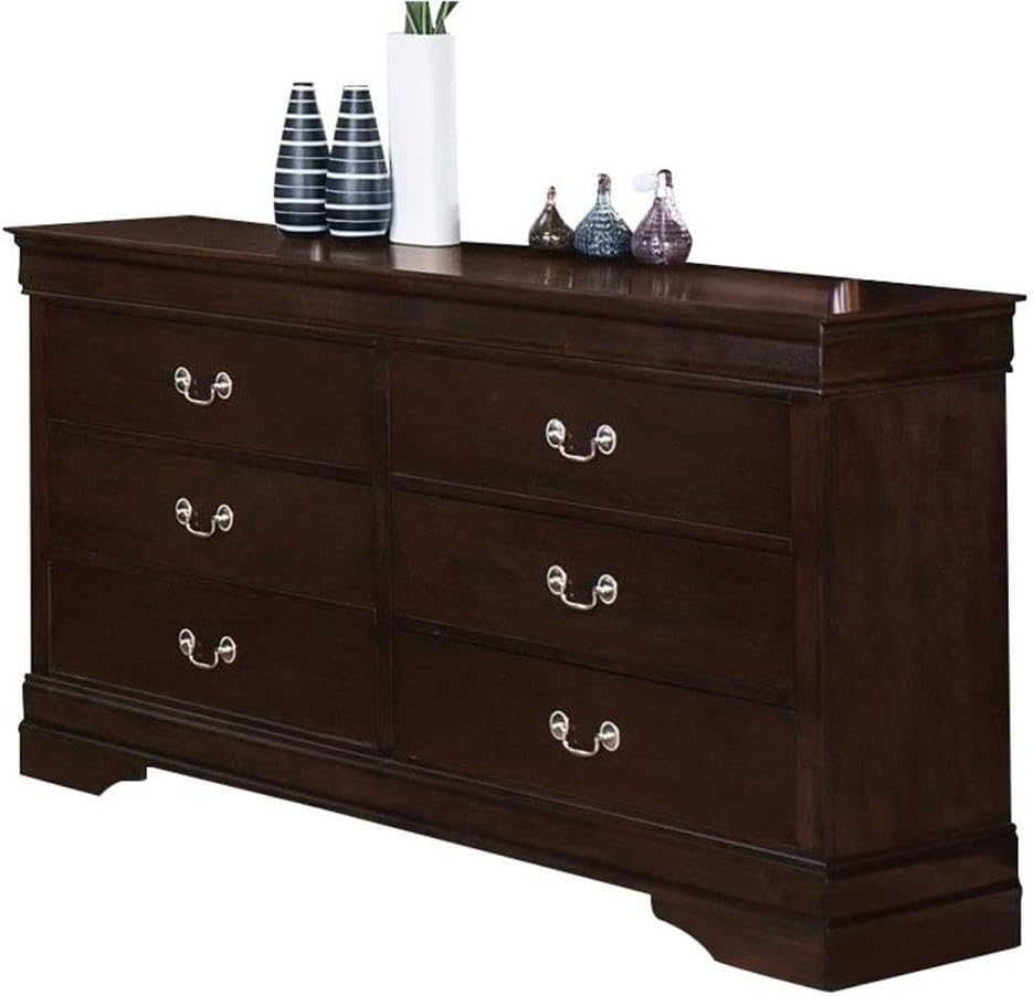Coaster Louis Philippe 3PC Set with Full Bed and Nightstand with Dresser in Brown