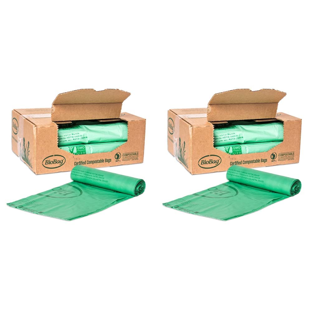 BioBag The Original Compostable Bag, 23 Gallon, 100% Certified Compostable Trash Bag Liners & The Original Compostable Bag, 8 Gallon, 500 Count, 100% Certified Compostable Trash Bag Liners