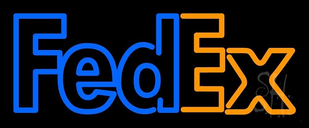 Fedex Logo LED Neon Sign 6 x 15 - inches, Black Square Cut Acrylic Backing, with Dimmer - Bright and Premium built indoor LED Neon Sign for Store interior and stroefront