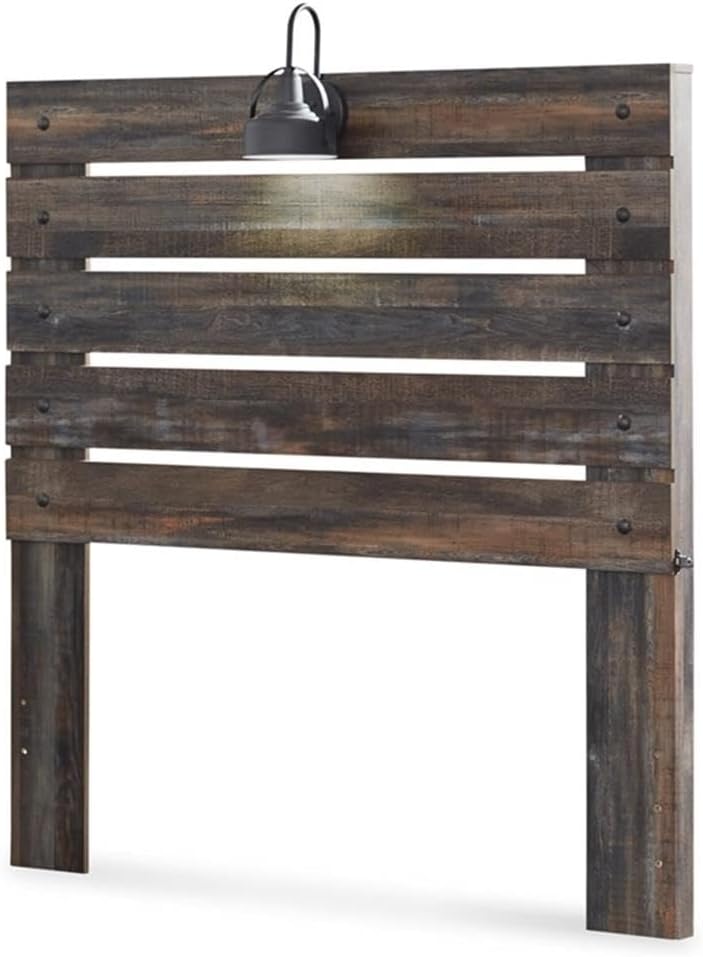 BOWERY HILL Rustic-Industrial Full Headboard & 6-Drawer Dresser Set