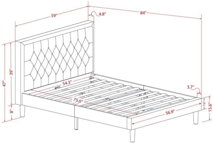 East West Furniture KD18F-1HI07 2 Piece Wood Bedroom Set - 1 Modern Bed Frame Brown Linen Fabric Padded and Button Tufted Headboard with 1 Wooden Nightstand - Distressed Jacobean Finish Nightstand