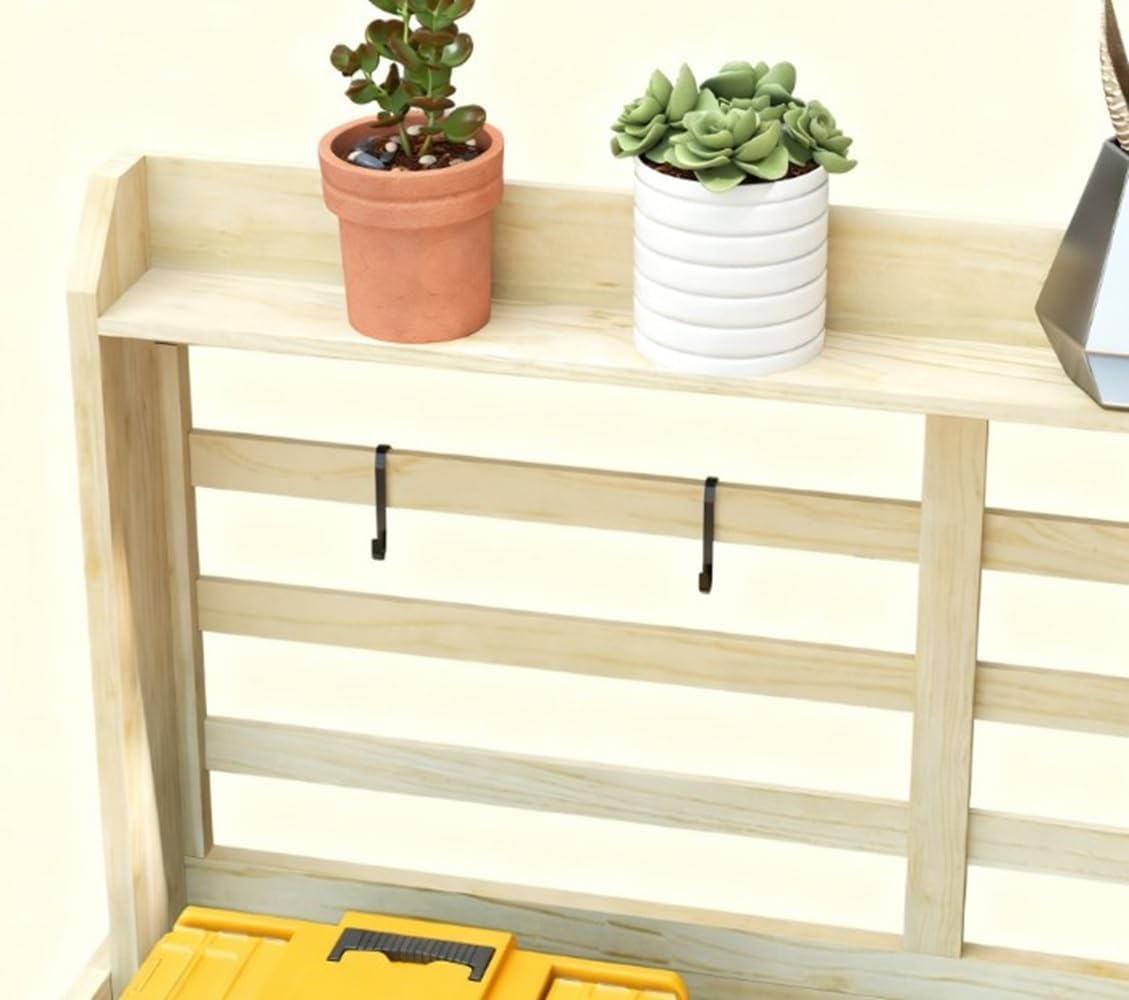 Potting Bench Table Wooden, Outdoor Garden Workstation with Storage Shelves, Heavy Duty Plant Stand for Patio, Backyard, Gardening Organizer, Natural Wood