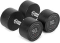 Titan Fitness Round Urethane Dumbbells, Medium Volcano Knurling, 33mm Grip, Easy-to-Read Weight Indicators, Free Weights for Strength Training