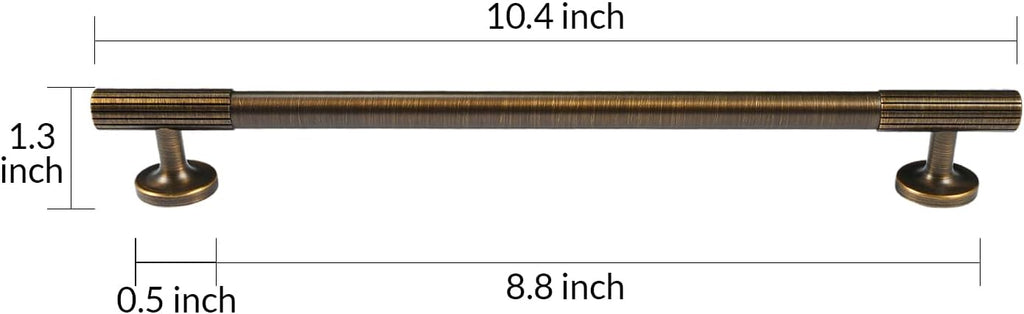 7 Pack Durable Antique Brushed Brass Cabinet Pulls Hardware for Drawer Cupboard Wardrobe Kitchen, 10-2/5 inch, 3XL