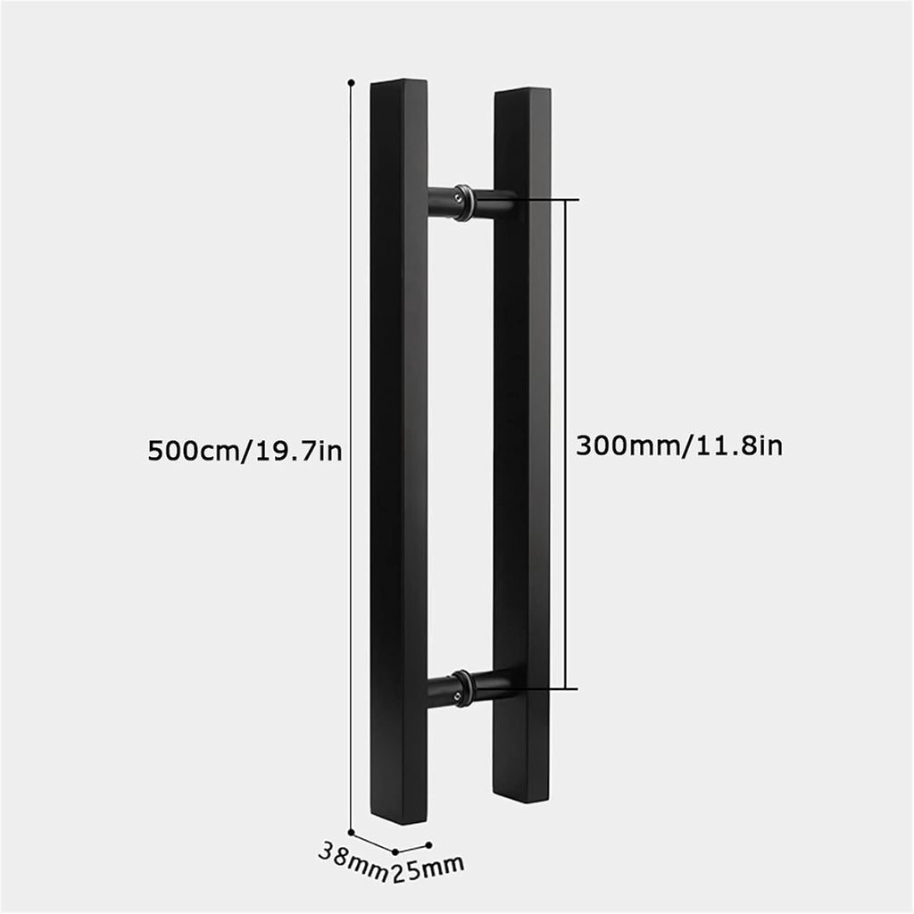Gate Hardware Door Handle Solid Standoffs Commercial Stainless Steel Office Push-Pull Door Glass Door Wooden Door Sliding Door Handle Black Square Tube Handle (Size : 500×300mm)